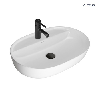 Oltens Hamnes Thin umywalka 62x42 cm nablatowa owalna biała 41314000