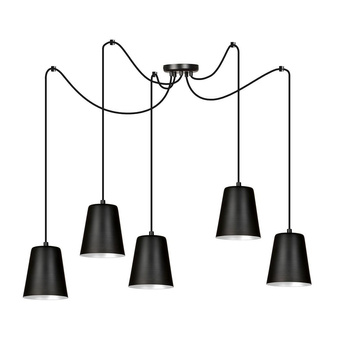 Lampa metalowa klosz czarny biały środek 5x60W 80cm 454/5 LINK 5