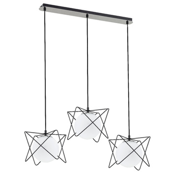 Geometryczna lampa wisząca 3-punktowa z kloszem SAGITO 62201 CZARNA