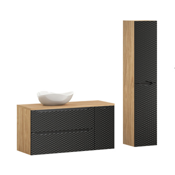 Zestaw meblowy 120cm z blatem, umywalką nablatową Cloud i szafką wysoka Ocean Black – set-ocbl b 120cm s un cloud hc2d