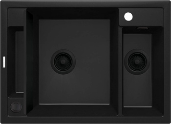 Granitowy zlew 69x50cm czarny + OSPRZĘT SPACE-SAVER NERO CLICK MAGNETIC ZRM_N503