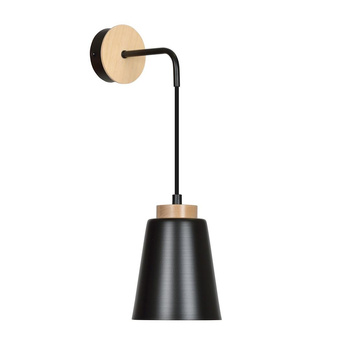 Czarny kinkiet lampa ścienna drewno 60W E27 14cm 442/K1 BOLERO K1