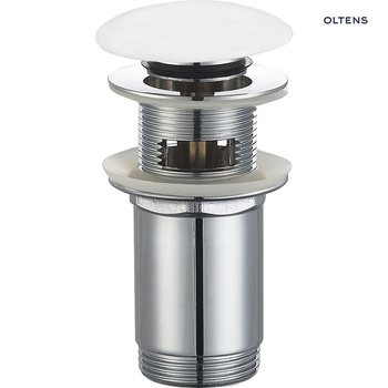 Oltens Halsa korek do umywalki klik klak okrągły z przelewem G 1 1/4 biały ceramiczny 05102000