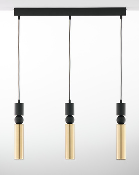 ALAS nowoczesny żyrandol 3-punktowy czarny mosiądz  kulka cz belka 2007