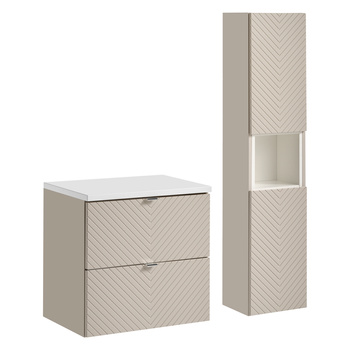 Zestaw meblowy 60cm z blatem i Szafką wysoką Viva Cashmere – set-vic b white 60cm s hc