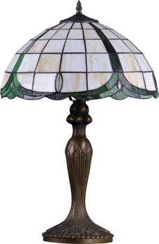 Lampka stołowa z szerokim, witrażowym kloszem K-G162166 z serii PAPI