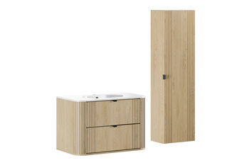 Zestaw meblowy 80cm z umywalką meblową Pure i szafką wysoką Ovalia Cremona – set-ovc 80cm um pure hc