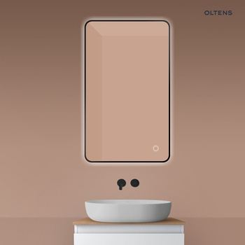Oltens Nordlis lustro 60x100 cm prostokątne z oświetleniem od tyłu z matą grzewczą czarny 64120300