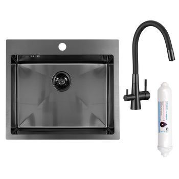 Malawi - zlewozmywak 1-komorowy z syfonem i baterią filtrującą