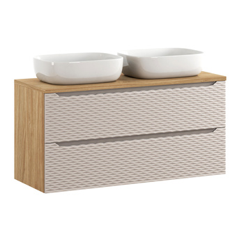 Zestaw meblowy 120cm z blatem i 2 umywalkami nablatowymi Smile Ocean Beige – set-ocb b 120cm s un smile 50