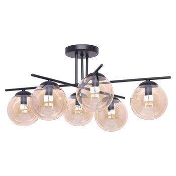 Bursztynowa lampa sufitowa z czarną konstrukcją K-5162 z serii DELTA