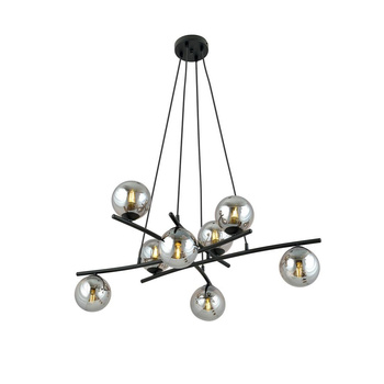 Wisząca lampa, grafitowe klosze, metal/szkło 8-punktowa ESSA 1203/8
