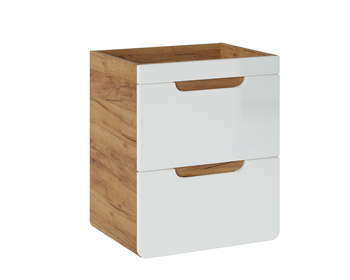 Comad szafka pod umywalkę 50cm 2 szuflady Dąb Craft, Biały Połysk – ARUBA WHITE 824 -50CM FSC