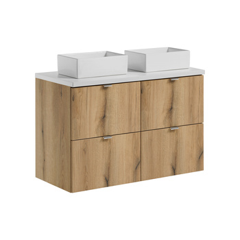 Zestaw meblowy 100cm z blatem i 2 umywalkami nablatowymi Gaja Nova Oak – set-noa b white 100cm s un gaja sw