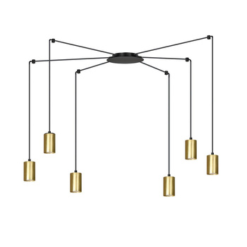 Lampa wisząca z sześcioma złotymi tubami 30W 526/6 TRAKER 6