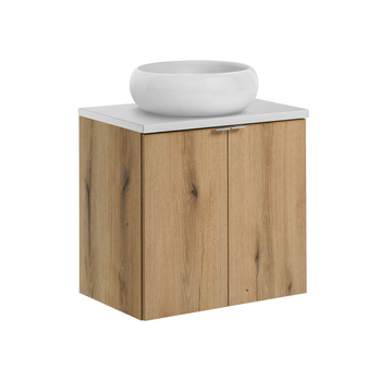 Zestaw meblowy 60cm z blatem i umywalką nablatową Wiki Nova Oak – set-noa b white 60cm d un wiki sw