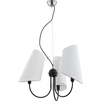 Czarny żyrandol z białymi abażurami  Arleta 3xE27