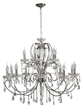Duży chromowy żyrandol z kryształkami 88cm 15x40W Aurora Candellux