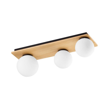 Lampa z drewnianą listwą okrągłe biała klosze 3xG9 BIANCA WOOD 4542