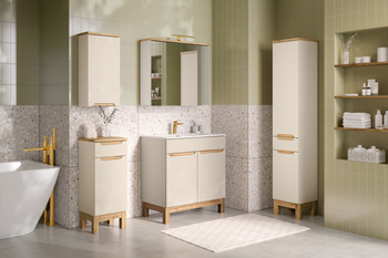 Zestaw meblowy 80cm z umywalką meblową SKY, szafką wysoką i szafką z lustrem set-bac 80cm sky hc mc