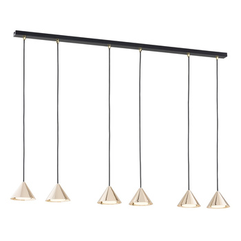 Nowoczesna lampa wisząca na listwie ELIT 6 BL GOLD 1329/6