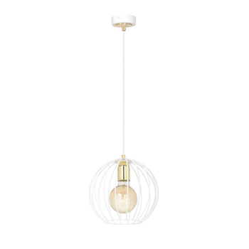 Lampa wisząca biała oprawa druciany klosz industrialna 60W 145/1 ALBIO 1