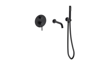 Bateria wannowa podtynkowa 3-punktowa Veo czarny mat