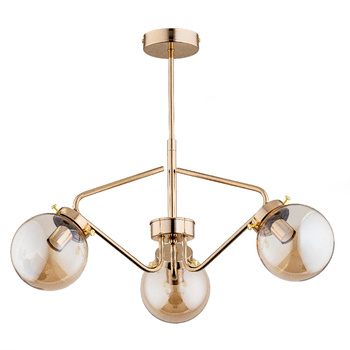 Złota lampa sufitowa BARSUM 27583 z kloszami