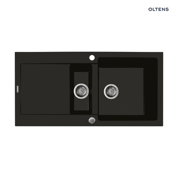 Oltens Gravan zlewozmywak granitowy 1,5-komorowy z ociekaczem 100x50 cm czarny mat 72300300