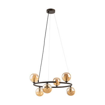 Lampa kule vintage 6x6W brązowy/szkło bursztynowe ANABELLE 6571