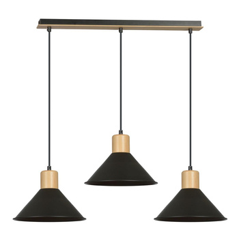 Industrialna lampa wisząca 3-punktowa czarna ROWEN 1044/3
