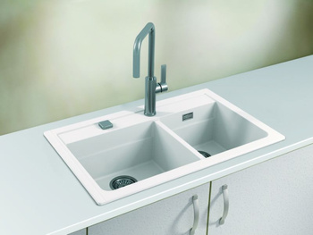 2 - komorowy zlewozmywak ATROX 50 biały + syfon POP-UP 3 1/2  1131997