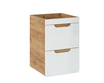 Comad szafka pod umywalkę 40cm 2 szuflady Dąb Craft, Biały Połysk – ARUBA WHITE 823 -40CM FSC