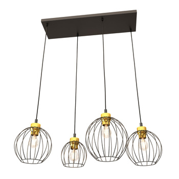 Lampa wisząca druciana Nando 4xE27 czarna/złota EMIBIG 1368/4