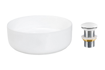 Umywalka nablatowa ceramiczna 36cm SET-MAJA T201-3 Comad z korkiem click‑clack