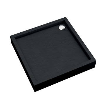 Brodzik akrylowy zintegrowany z nośnikiem Stabilsound Plus® oraz obudową akrylową przeciągniętą do podłogi Favory Plus Black Stone 80x80x16 cm, kwadratowy (3ST.F1K-8080/C/ST)