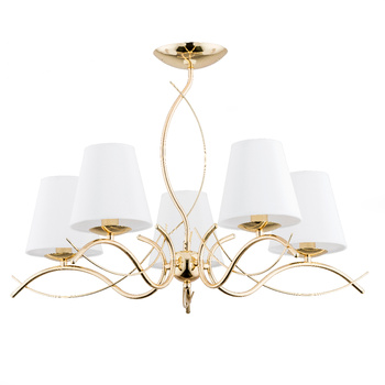 Elegancka złota lampa 5-punktowa MONZA 27615 z abażurami