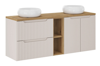 Zestaw meblowy 140cm z blatem i 2 umywalkami nablatowymi Wiki Nova Cashmere – SET-NOC B OAK 140CM UN WIKI WH LR