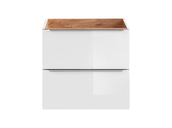 Szafka łazienkowa Comad 60cm 2 szuflady Biały Połysk, Dąb Złoty Craft – CAPRI WHITE 820B FSC