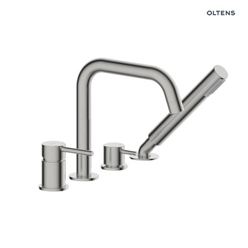 Oltens Molle bateria wannowo-prysznicowa kompletna 4-otworowa nawannowa  nikiel  34200910