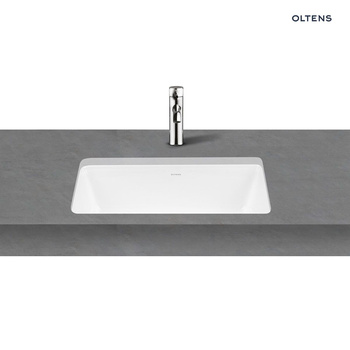 Oltens Drammen umywalka 48x36,5 cm podblatowa z powłoką SmartClean prostokątna biała 40606000