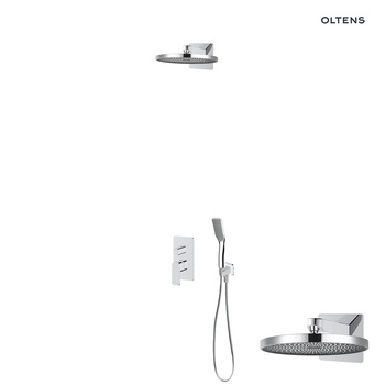 Oltens Hadsel zestaw bateria wannowo-prysznicowa podtynkowa z deszczownicą Vann i słuchawką 1 funkcyjną Tinde chrom 36042100