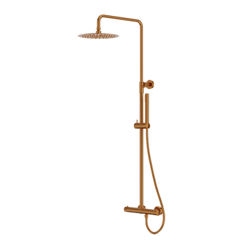 Natynkowy zestaw prysznicowy termostatyczny z deszczownicą Orion Brushed Copper