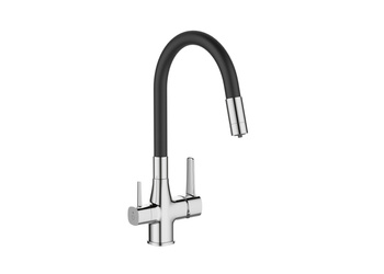 BATERIA ZLEWOZMYWAKOWA Z FILTREM GLAMOUR INVENA TREND, CHROM / CZARNA