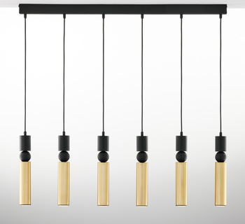 ALAS nowoczesny żyrandol 6-punktowy czarny mosiądz  kulka cz belka 2008