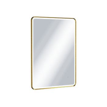 Corido lustro łazienkowe 80x60 cm prostokątne, oświetlenie LED mata grzewcza, złoty szczotkowany