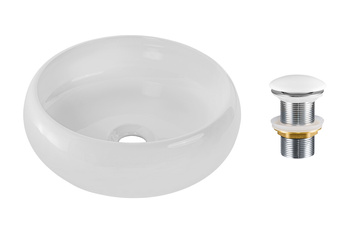 Umywalka nablatowa ceramiczna 36cm SET-WIKI SW T201-3 Comad z korkiem click‑clack