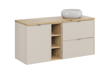 Zestaw meblowy 120cm z blatem i umywalką nablatową Wiki set-bc b cashmere 120cm wiki wh