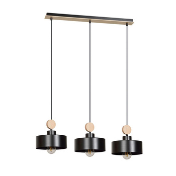 Skandynawska lampa wisząca drewno/czarny 3x60W 582/3 TUNISO 3
