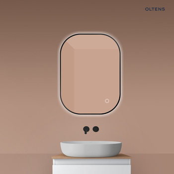 Oltens Nordlis lustro 60x80 cm prostokątne z oświetleniem od tyłu z matą grzewczą czarny 64126300
